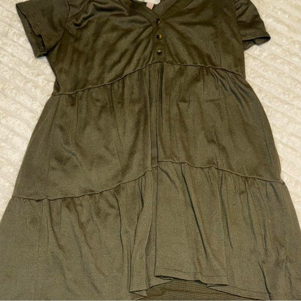 Olive Green Tiered Dress